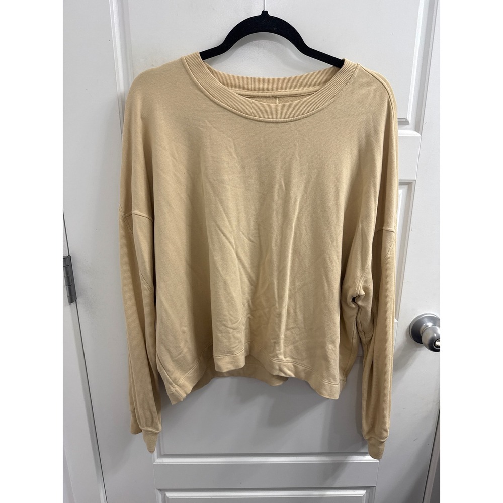 Lululemon Perfectly Oversized Crewneck Sweatshirt Tan Beige Pullover Logo Large